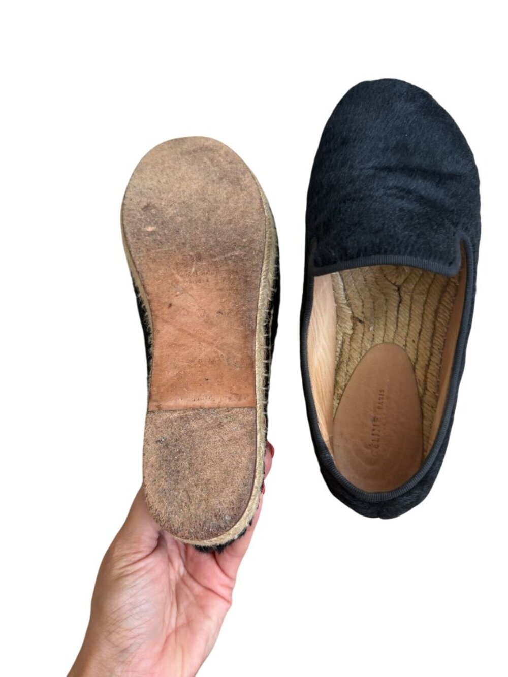 CELINE Black Calf Hair Espadrilles Flats Size 37 / US 7 - Picture 7 of 11